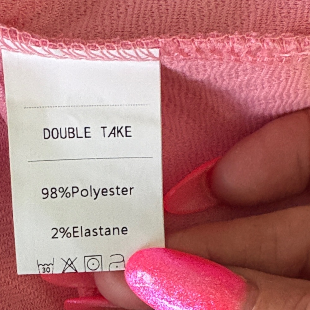 Double Take Elegant Pink Ruffled Women's Sweatshirt top - Picture 13 of 13